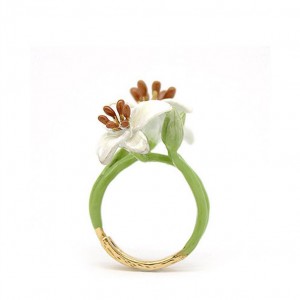 Lily Ring  Flower Ring  Handpainted