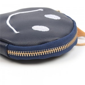 WENZHE Smile Face PU Leather Cute Keychain Bag Coin Purse With Tassels