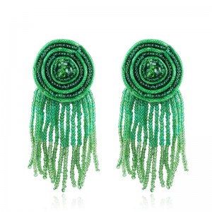 Handmade Bohemia Statement Earring Multilayer Seed Beaded Long Tassel Earrings For Women