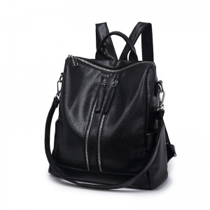 WENZHE New design fancy women daily leather shoulder bag black leather backpack