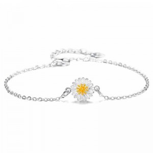 WENZHE 925 Sterling Silver Jewelry Daisy Series Sun Flower Bracelet