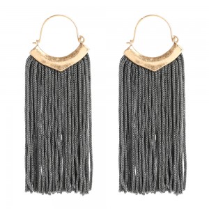 Personality braided tassel earrings fashion Bohemian style tassel hook earrings