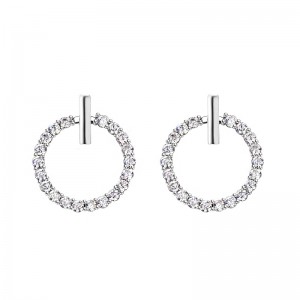 Wholesale S925 Sterling Silver Geometric Shape Zirconia Circle Stud Earrings