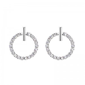 Wholesale S925 Sterling Silver Geometric Shape Zirconia Circle Stud Earrings