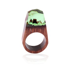 Fashion Wooden Ring Foreign Trade resin Iceberg landscape ring ethnic style wedding ring for women