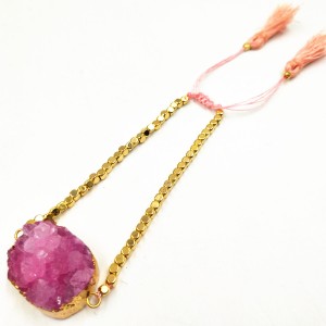 Fashion Handmade Adjustable Druzy Agate Gold Beads Tassel Bracelet