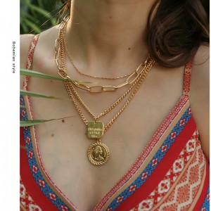 Alloy Multilayer Necklace European and American Coin Pendant Popular Coins