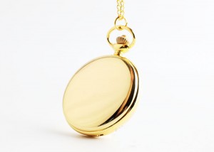 Best Quality Classic Smooth Vintage 14K Gold Quartz Pocket Watch, Roman Numerals Scale Mens Womens pocket watch with chain