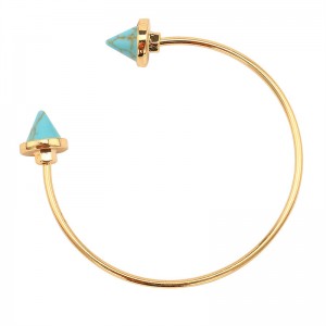 Newest Gold Plated Bullet Shape Natural Stone Cuff Bangles Trendy Bracelet For Women