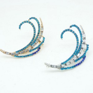 New arrive trend women jewelry exaggerated personality alloy crystal feather earrings