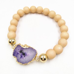 Fashion jewelry Irregular Natural Stone Druzy Frosted Beaded Bracelet For Women