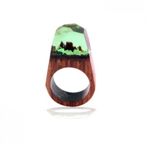 Fashion Wooden Ring Foreign Trade resin Iceberg landscape ring ethnic style wedding ring for women