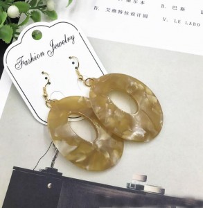 Holiday party jewelry hollow oval acrylic hook earrings