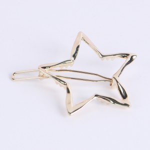 2019 Metallic Alloy Casting Hammered Geometry Knot Star Round Rectangle Shape Hair Clip For Women Hair Holder