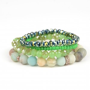 New natural green crystal stone bracelet healing stone bead multilayer bracelet