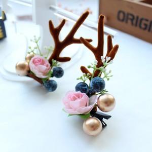 Fashion Design Handmade Antler Hairclips Christmas Flower Hairclip For Children