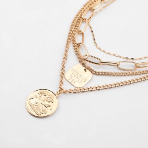 Alloy Multilayer Necklace European and American Coin Pendant Popular Coins