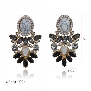 Wholesale Women Fashion Earrings Jewelry Crystal Rhinestone White Turquoise Earrings
