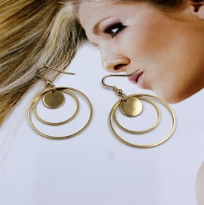 New designs fashion women geometry metal circle gold earring