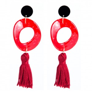 Fashion design custom acrylic hoop earrings black acrylic tassel earrings