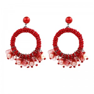 New Style Circle Seed Beads Pearl Tassel Drop Earrings Jewelry Wholesale