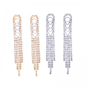 European and American New Style Hollow Water Drop Long Zircon Tassel Bridal Earrings