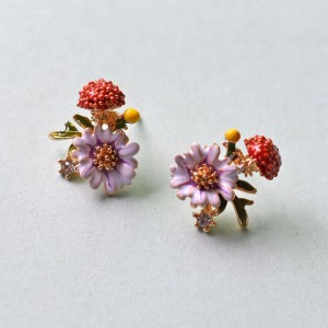 Nice enamel flower earring 925 silver needles flowers earring stud for women