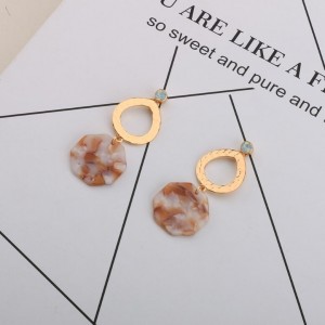 New Design Geometry Metal Resin Pendant Earring Gold Jewelry Women