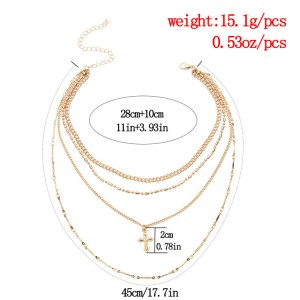 Vintage choker multilayer gold chain bead necklace Jewelry cross women forever pendant necklace