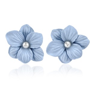 New Model fancy colorful flower pearl stud earrings for women girls