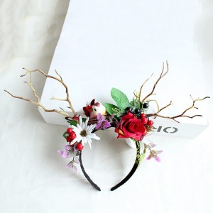 2019 Newest Design Halloween Festival Emulational Flower Animal Hair Bands With Antlers