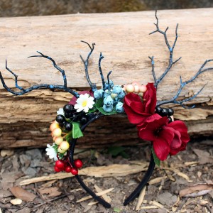 2019 Newest Design Halloween Festival Emulational Flower And Berry Hair Bands With Antlers