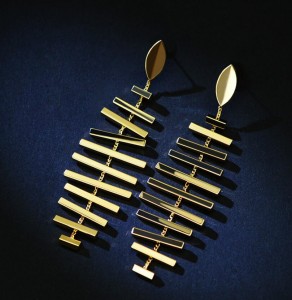 Unique fish bones shape dangle long chain gold new designs korean earring