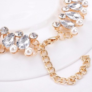 Alloy diamond fashion women’s summer choker necklace exaggerated pearl drops women jewelry wholesale