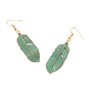 Fashion Gold Plated Alloy Eardrop Women Leaf Shape Earrings