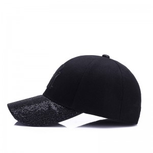 WENZHE New style convex embroidered logo shining sequin women fashion baseball caps