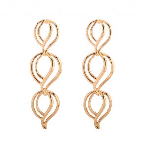 Saudi Gold Earrings Design Metal Alloy Hollow Long Flower Earrings