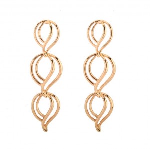 Saudi Gold Earrings Design Metal Alloy Hollow Long Flower Earrings