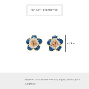 Fresh enamel glaze flower earring studs female temperament Korean fashion earring for woman