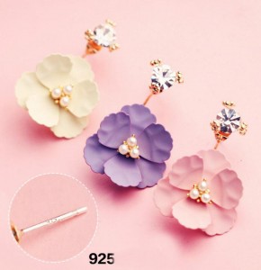 Latest Product European Style Crystal Pearl Multi Layer Flower Petal Custom Earring