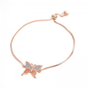 WENZHE New fashion copper zircon butterfly bracelet adjustable female bracelet