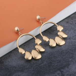 Fashion yellow gold tone circle earring best gift for girlfriend