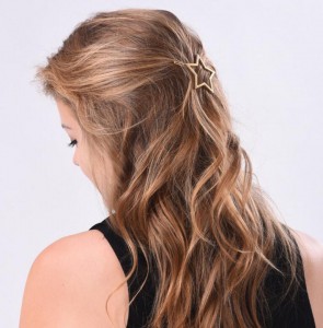 Simple pentagram hairpins metal star hair clip for girl golden hair jewelry