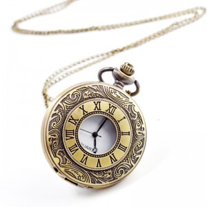 Best Quality Pastoral style retro Roman pocket watch with chain