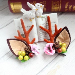 Fashion Design Handmade Antler Hairclips Christmas Deer Ears Hairclip For Children