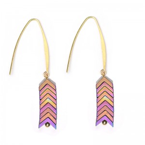 Summer New Hot Trend Colorful Ore Stone Arrow Hook Earrings