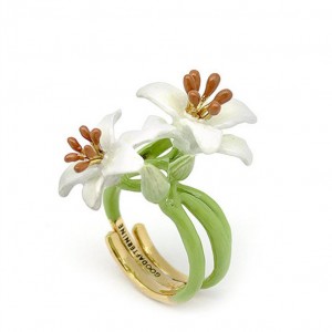 Lily Ring  Flower Ring  Handpainted