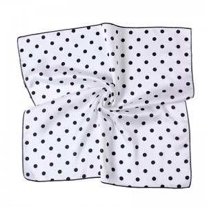 WENZHE Wholesale High Quality Super Soft Custom Dot Summer Wild Lady Square Silk Satin Scarf