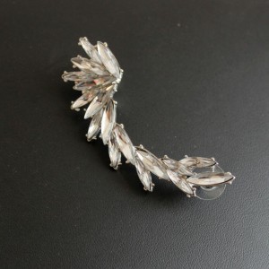 Silver Plated Crystal Accessories Leaf Shaped Ear Clip Fashion Jewellery