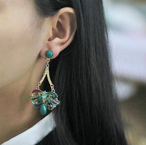 New trend of United States gemstone statement dangle earring boho jewelry